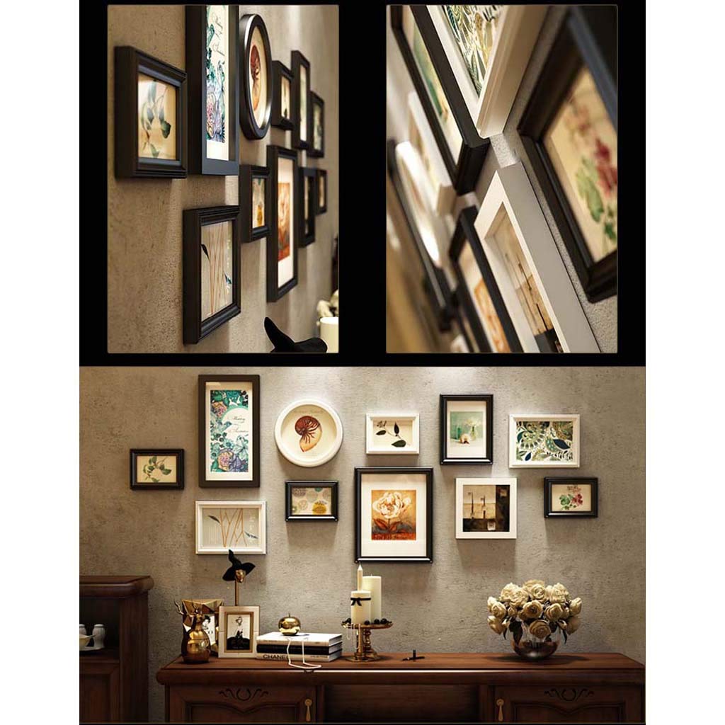 11 Pezzi Cornice per Foto in Legno massello Europeo da Parete-Parete per Foto Creativa Fai da Te -142 * 57 cm