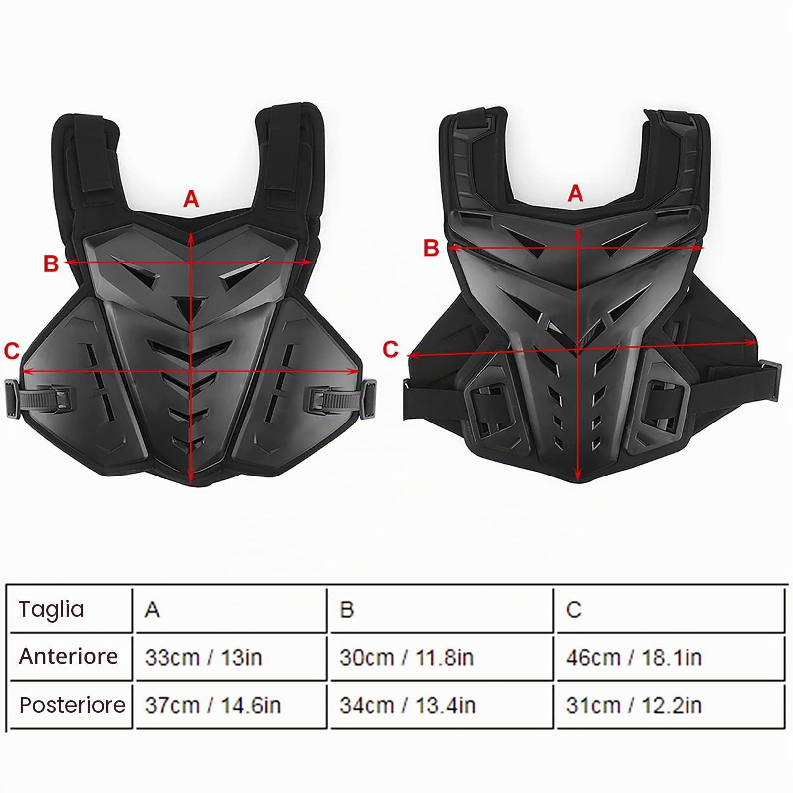 Pettorale Protector Moto Gilet Antiurto Traspirante Petto Indietro Protezione per Equitazione Sport