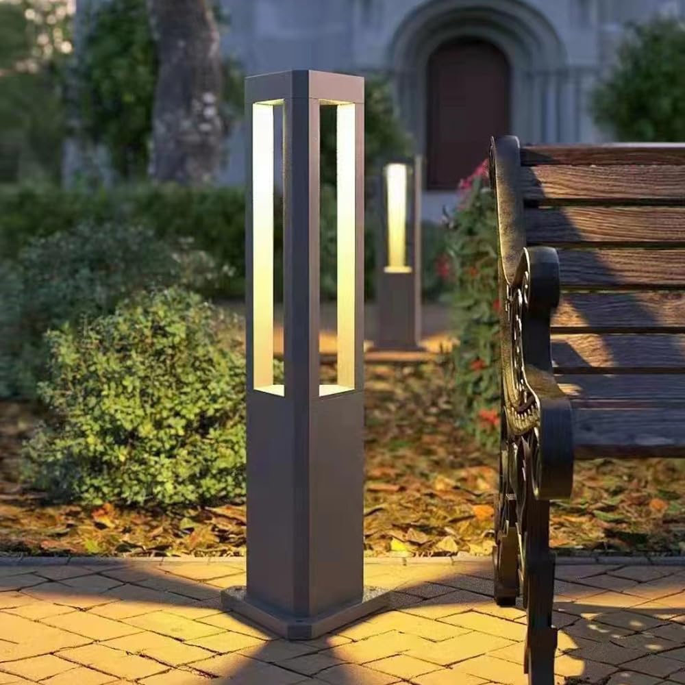 Luz moderna del camino del paisaje Iluminación LED negra del camino Iluminación del bolardo impermeable al aire libre del aluminio Luces de la entrada Lámpara de pie al aire libre para la decoración d