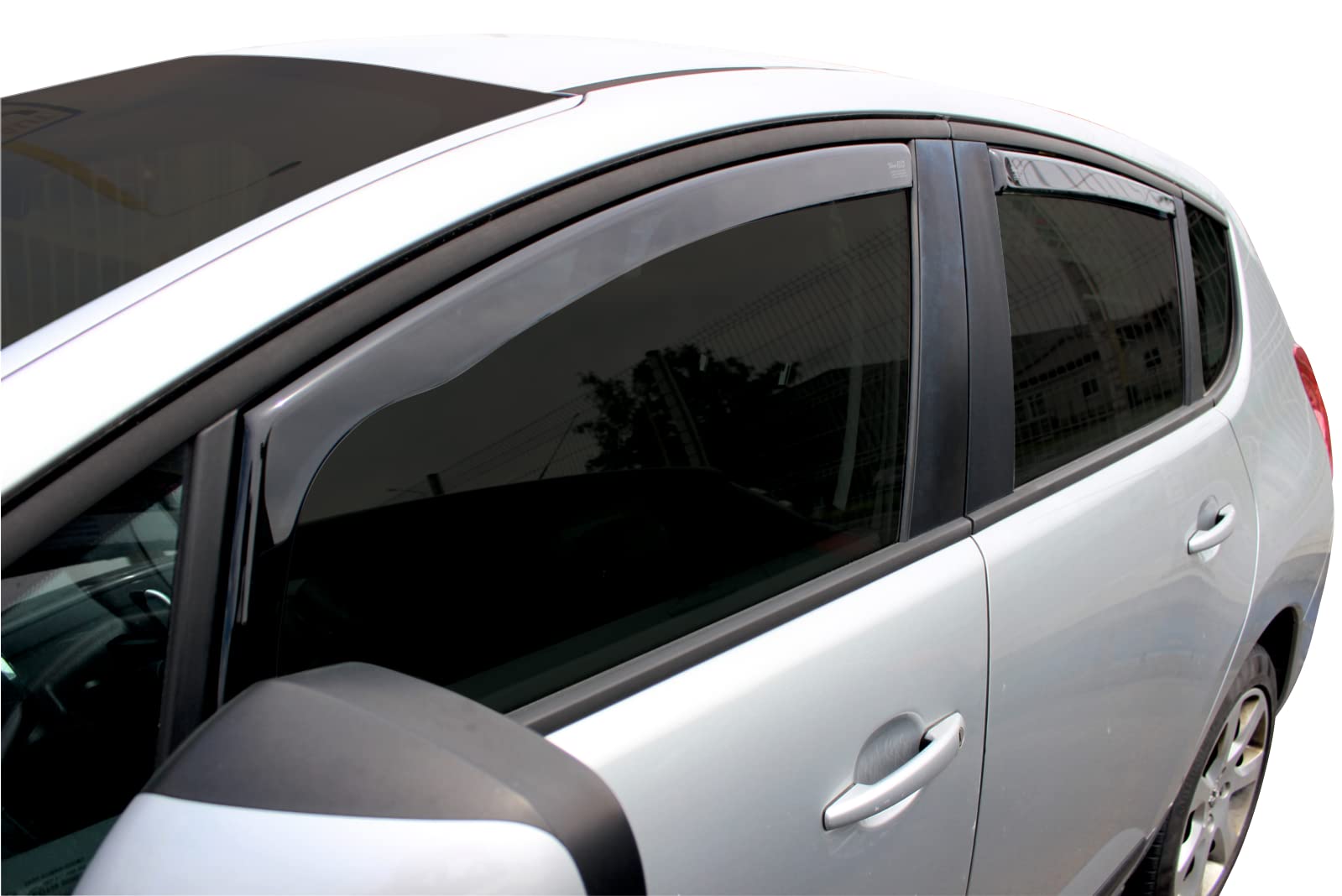J&J AUTOMOTIVE Windabweiser passend für Peugeot 3008 5-Türer 2009-2017 4tlg, Heko Regenabweiser Vorne Hinten Getönt Dunkel Passform