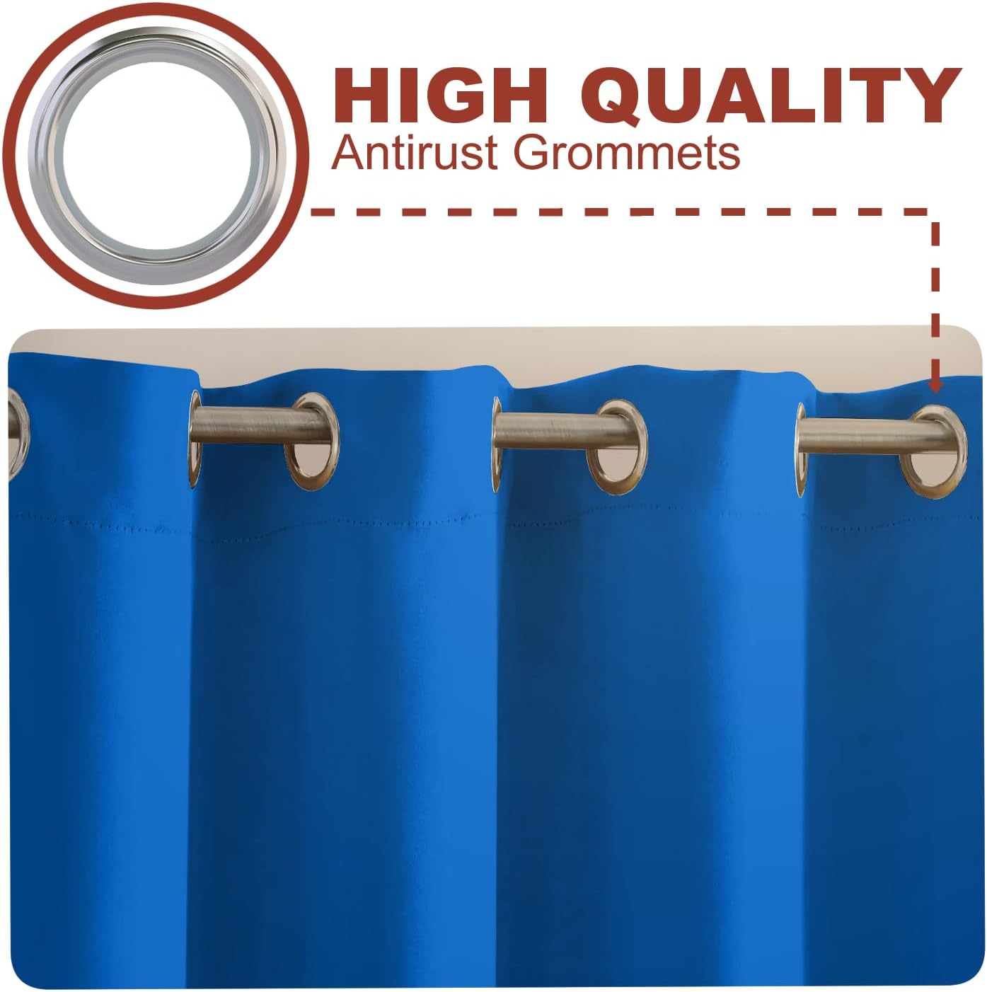 YHSF Blackout Curtains - Room Darkening Grommet Curtains for Bedroom, Living Room, Office and More - Solid Plain Design, Light Blocking, Elegant Home Décor - 52x84 Inches, Two Panel, Royal Blue