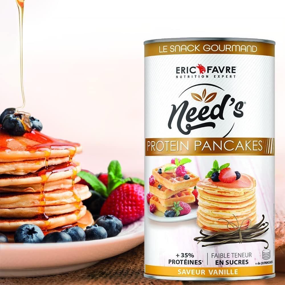 PROTEINE PANCAKE NEED's - Poudre Protéinée pour Pancakes, Crêpes, Gaufres - Pâte Pancake Protéine Riche en Fibres, Glucides, Faible en Sucre - 1kg - Saveur Neutre - Eric Favre
