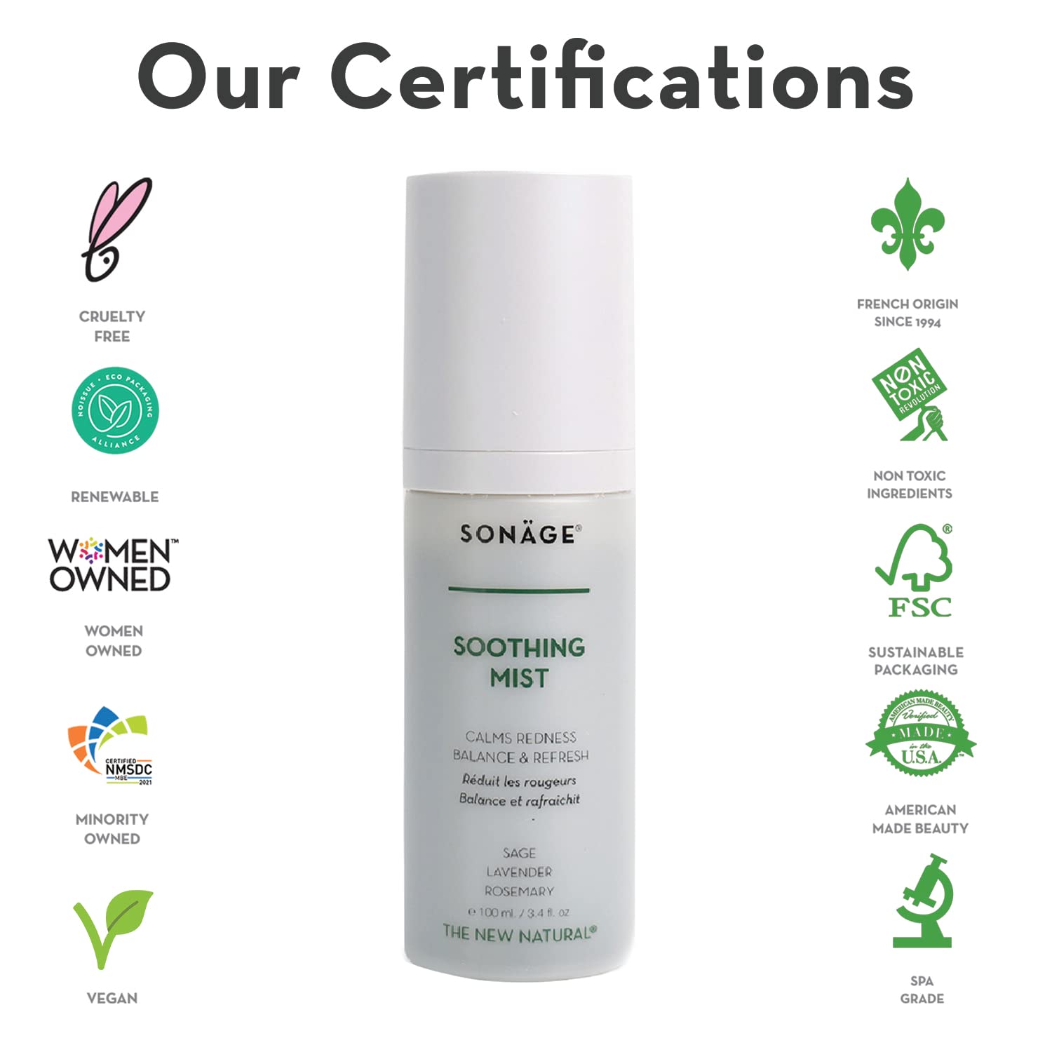 Sonage Soothing Mist: Alcohol-Free Calming Facial Spray | Reduces Pores & Soothes Redness, pH Balancing
