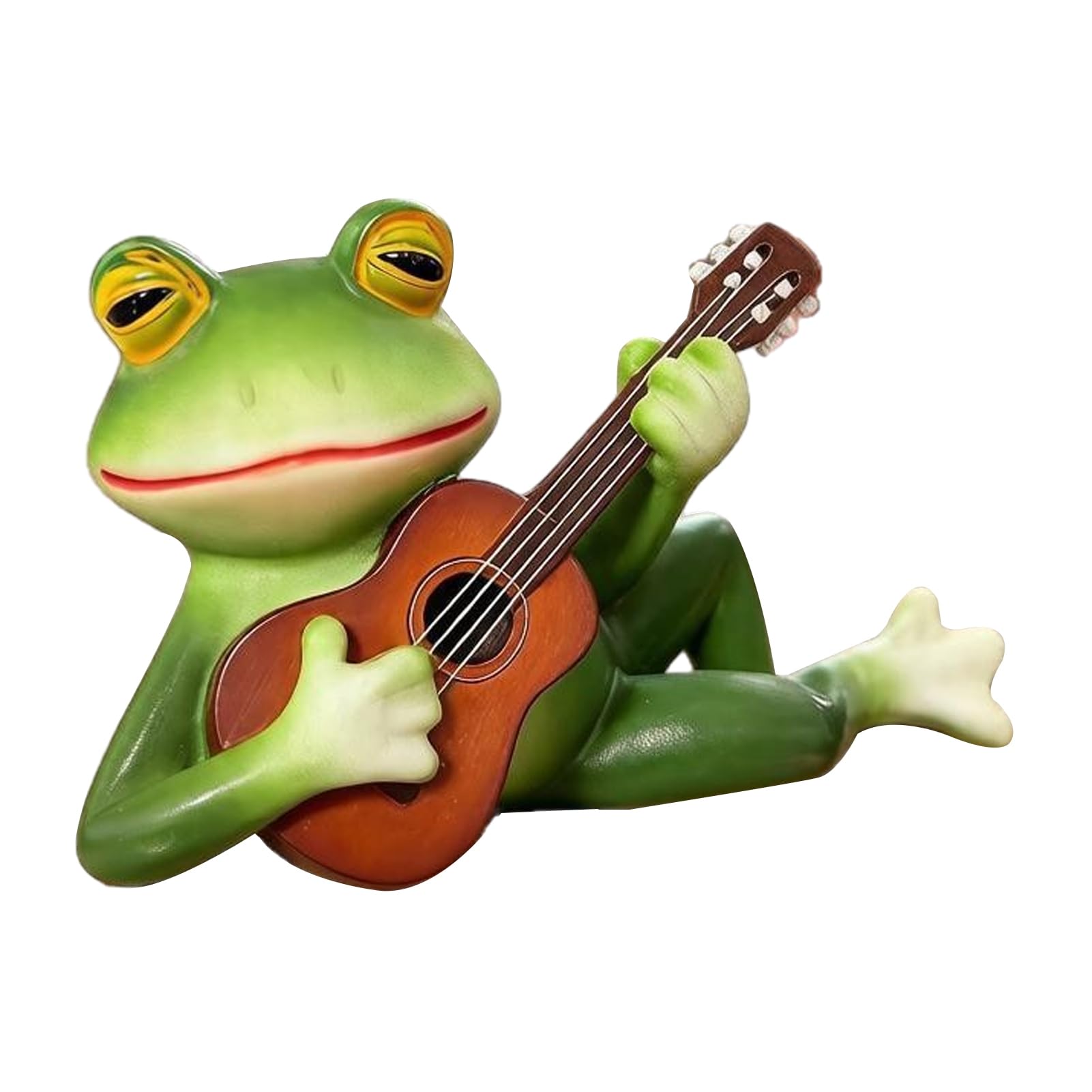 Glifora Guitar Player Frog Statue - Resin Lying Frog Ornament, Garden Frog Figurine for Plant Pot, Outdoor Indoor Shelf and Desk Decoration