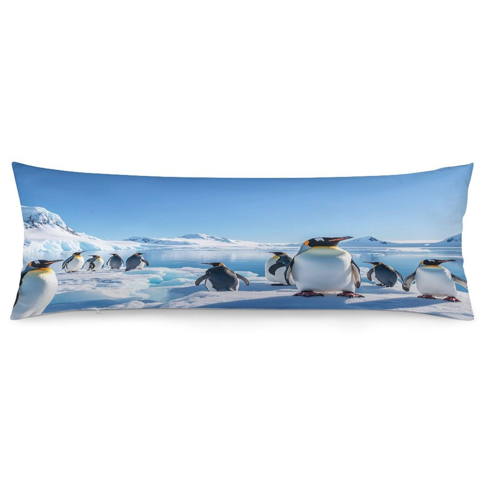 Penguin Antarctica Ice Pillowcase Decorative Long Body Pillow Case Soft Breathable Body Pillow Cover Modern Large Pillowcase Cute Body Pillow Pillowcases for Bedroom Couch 18.9 X 53 Inch