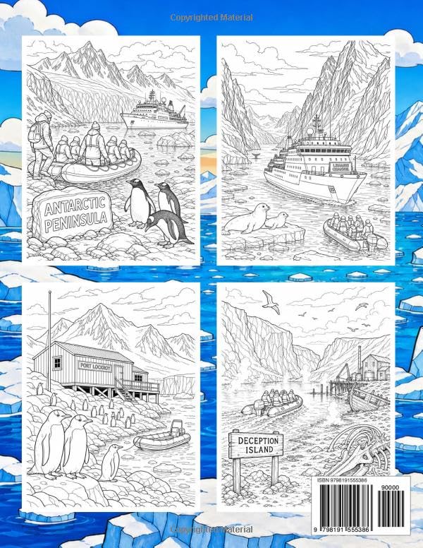 Antarctica Coloring Book for Adults and Kids: Arctic South Pole Wildlife Activity Pages Souvenir Travel Gifts image 3