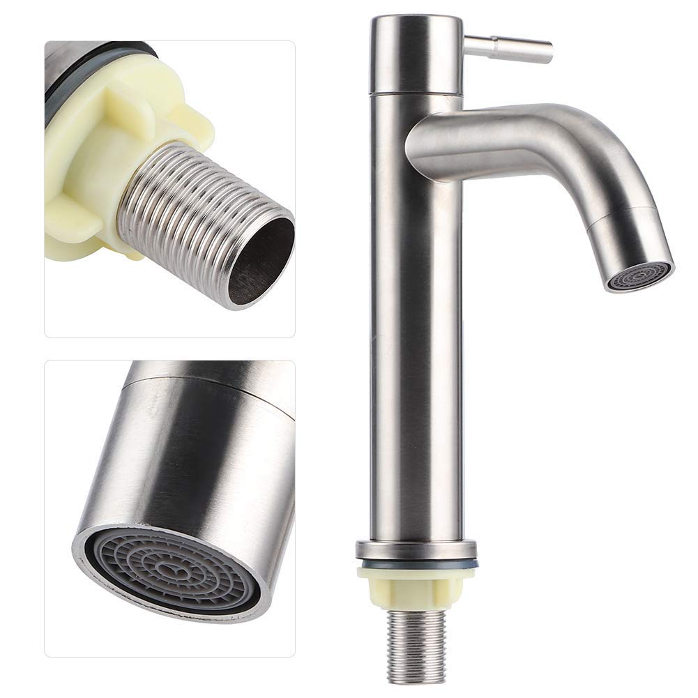 Wasserhahn G1/2 Edelstahl gebürstet Einzel-Kaltwasserhahn Waschbecken Wasserhahn Badezimmerzubehör Wasserhahn Wasser (Zylinder einzeln) (Farbe: Zylinder einzeln)