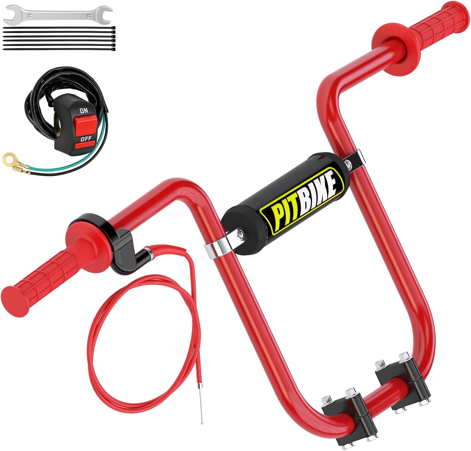 7/8 22mm Mini Bike Handlebars, Upgraded 12" Ape Hangers Compatible with Coleman CT200U CT200U-EX BT200X Baja Warrior MB200 Axis M200 B200R RB200 100cc 200cc Parts Minibike Throttle Kit