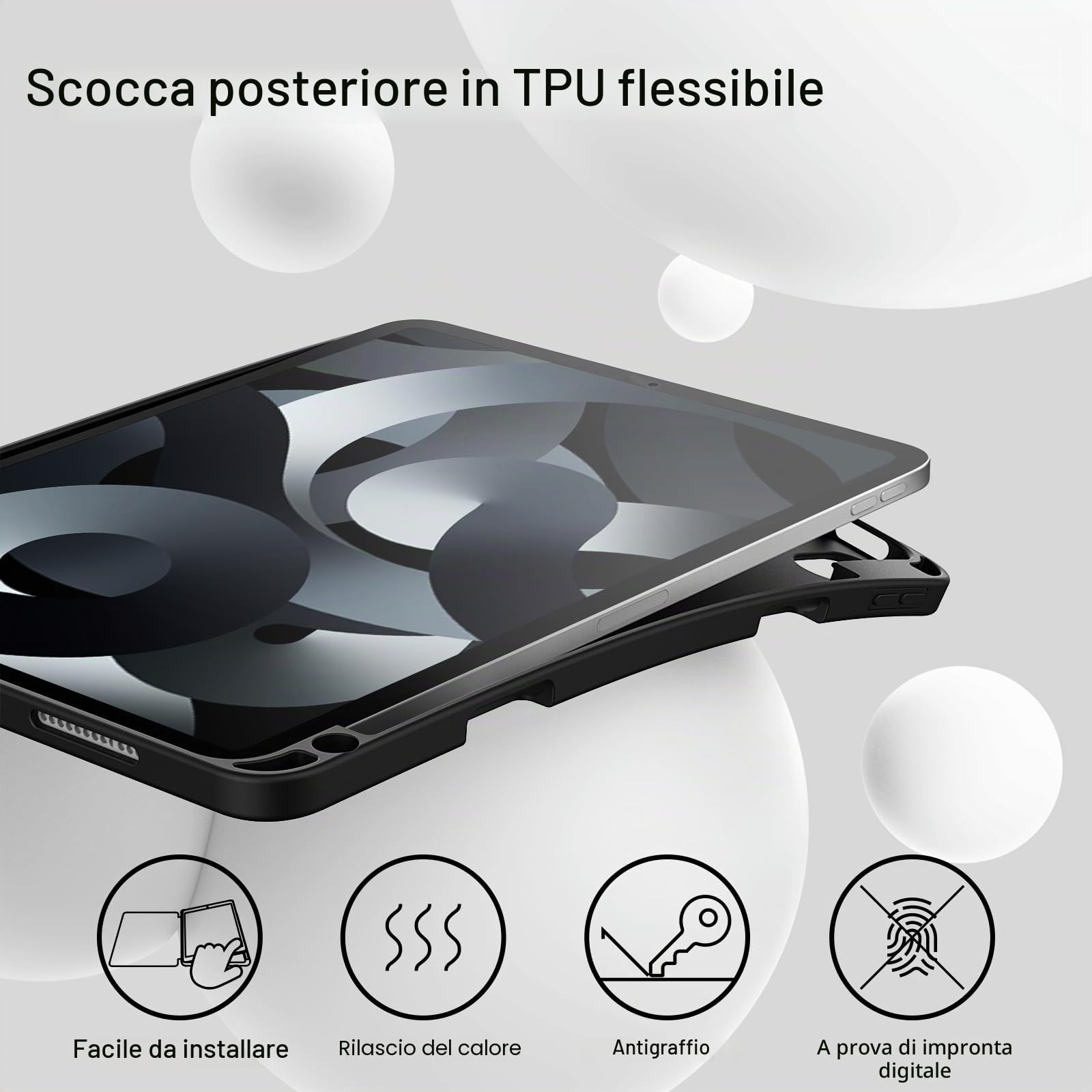 JETech Custodia iPad Air 11 Pollici M4/M3/M2 2026/2025/2024, iPad Air 5/4 10,9 Pollici con Portapenne, Cover TPU Nero
