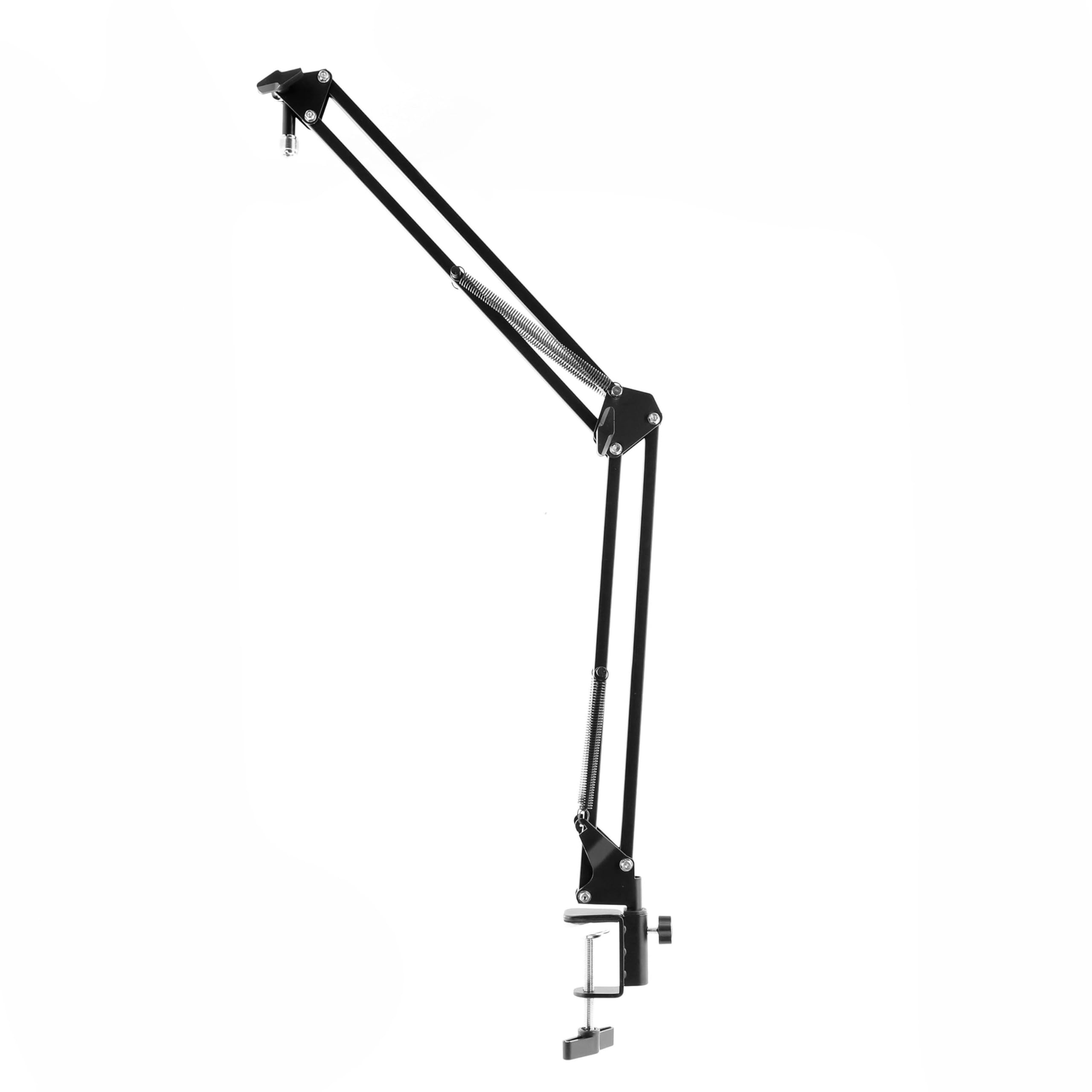 Plugger Studio Podcast Arm Support de Suspension Microphone réglable, Perche Ciseaux Microphone Bras articulé Noir pour Podcast Streaming Broadcast Gaming Radio. Adaptateur fileté 3/8" – 5/8" fourni.