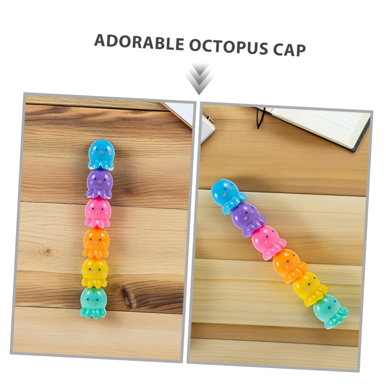 SECFOU 2 Set Mini Evidenziatori Colorati di Polpo Penne Fluorescenti Impilabili per Studenti Adatte per Scrittura e Lavoretti Creativi