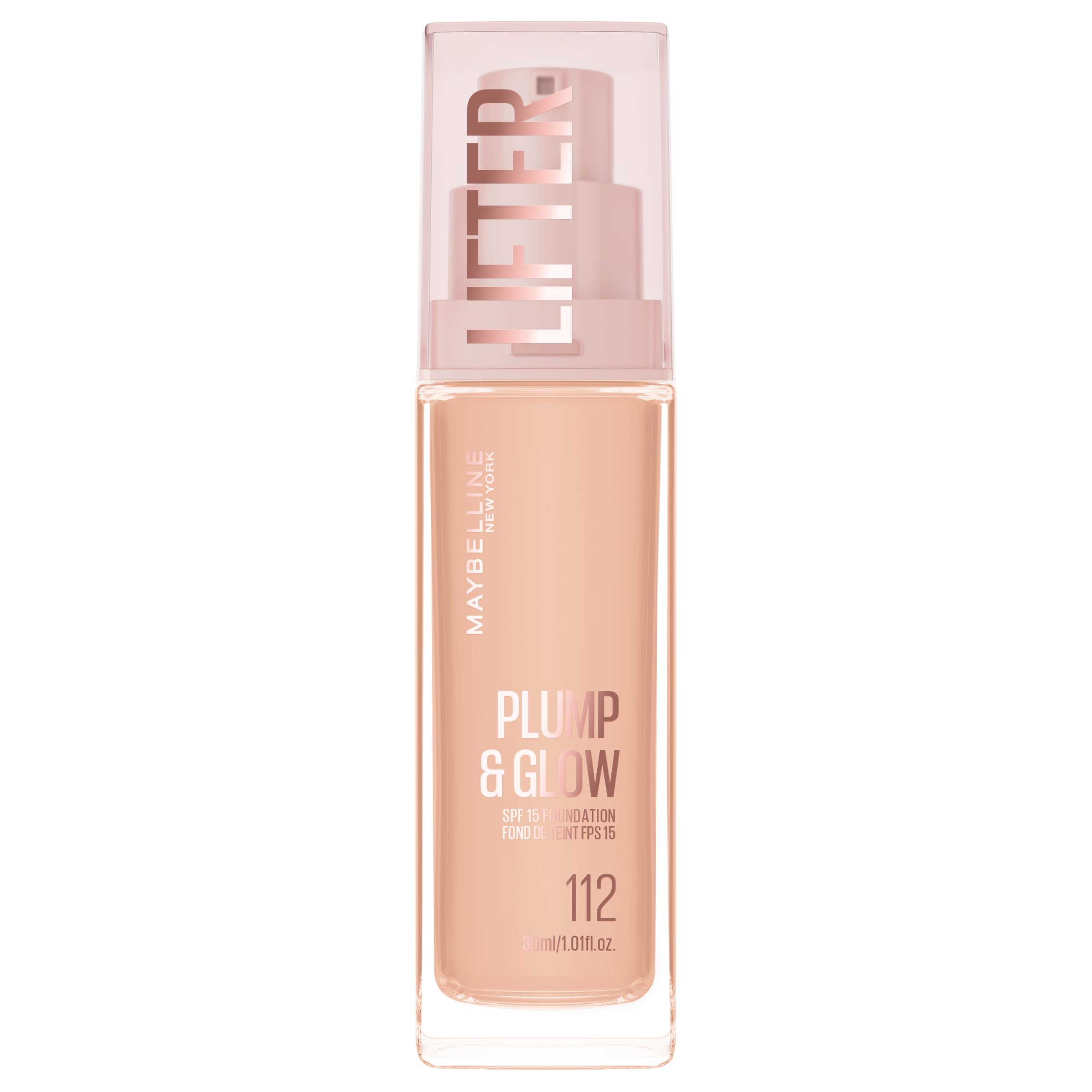 Maybelline Foundation Lifter Plump & Glow, SPF20, Buildable Coverage, 112