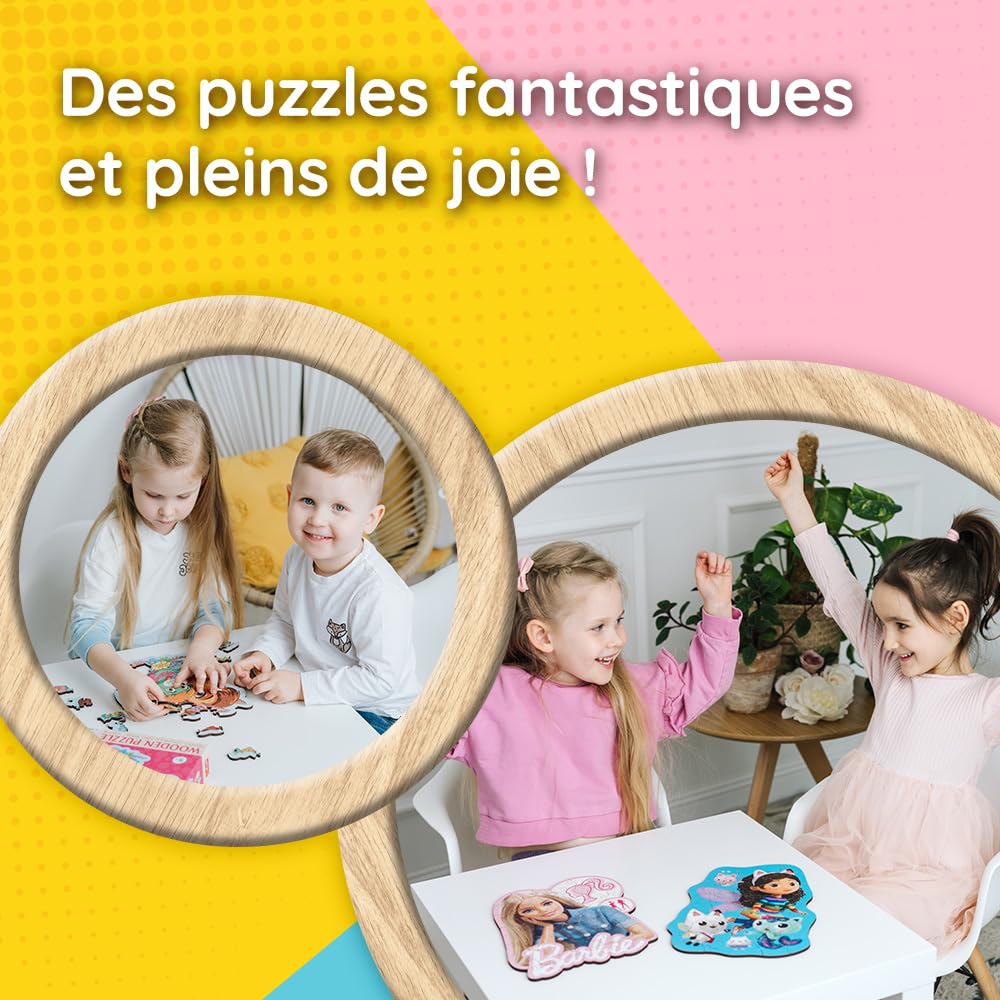 Trefl – Puzzle en Bois : Disney Princess, Princesses charmantes - Puzzle en Bois de 50 pièces, Formes irrégulières, 10 Figurines. Puzzle Moderne pour Enfants de 5 Ans et Plus