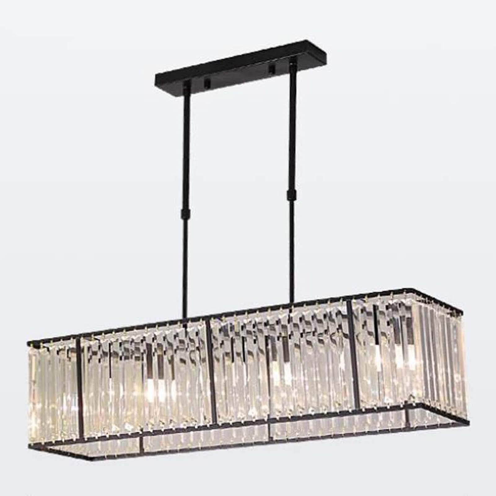 Lustre moderne en cristal noir K9 55cm, plafonnier chic pour salon et salle à manger