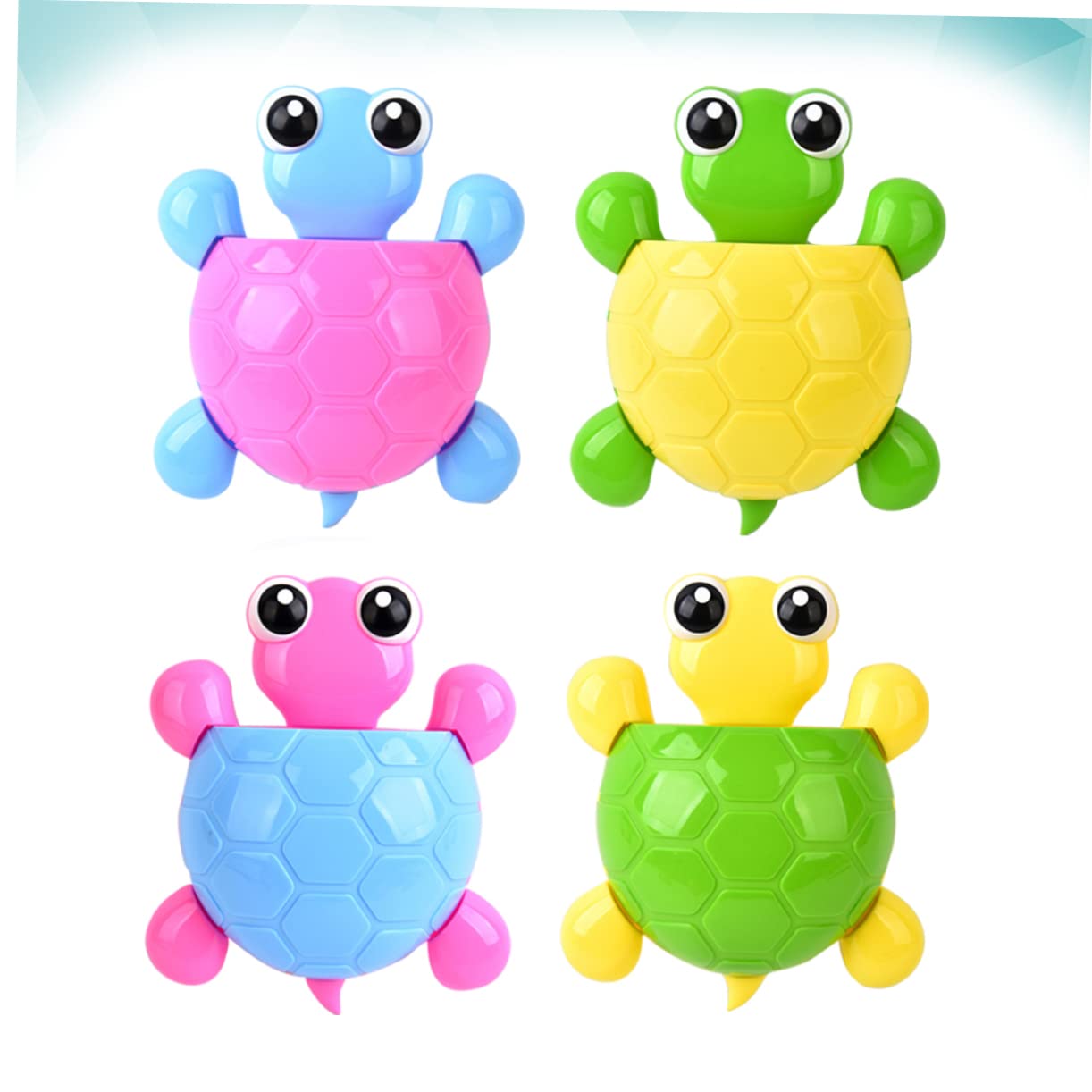 Portacepillos PP PVC 4 Piezas Ventosa de Dientes Tortuga