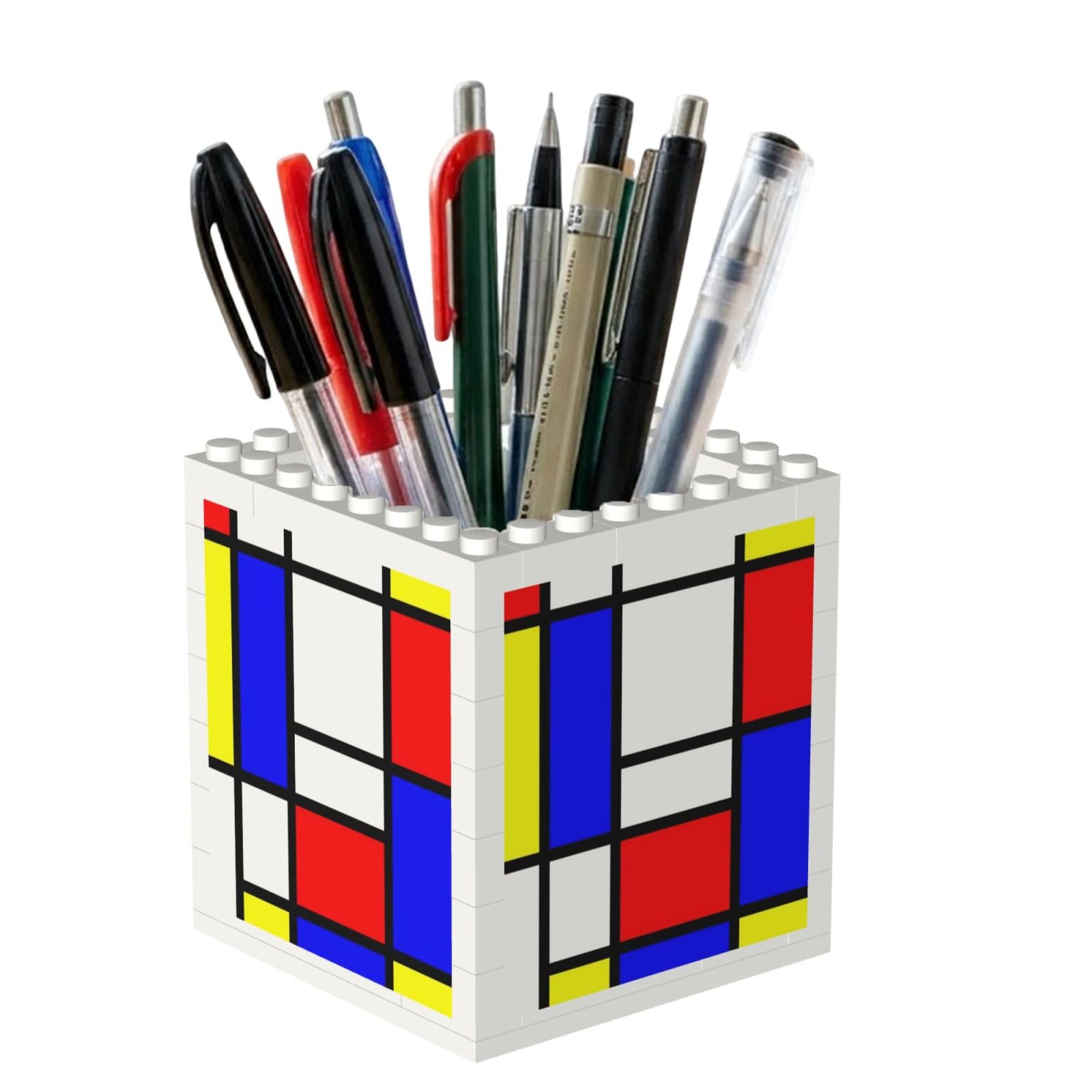 Poadnly Mondrian, Pen Pot Pencil Holder for Office Home School, Compact Desk Organiser for Office Stationery
