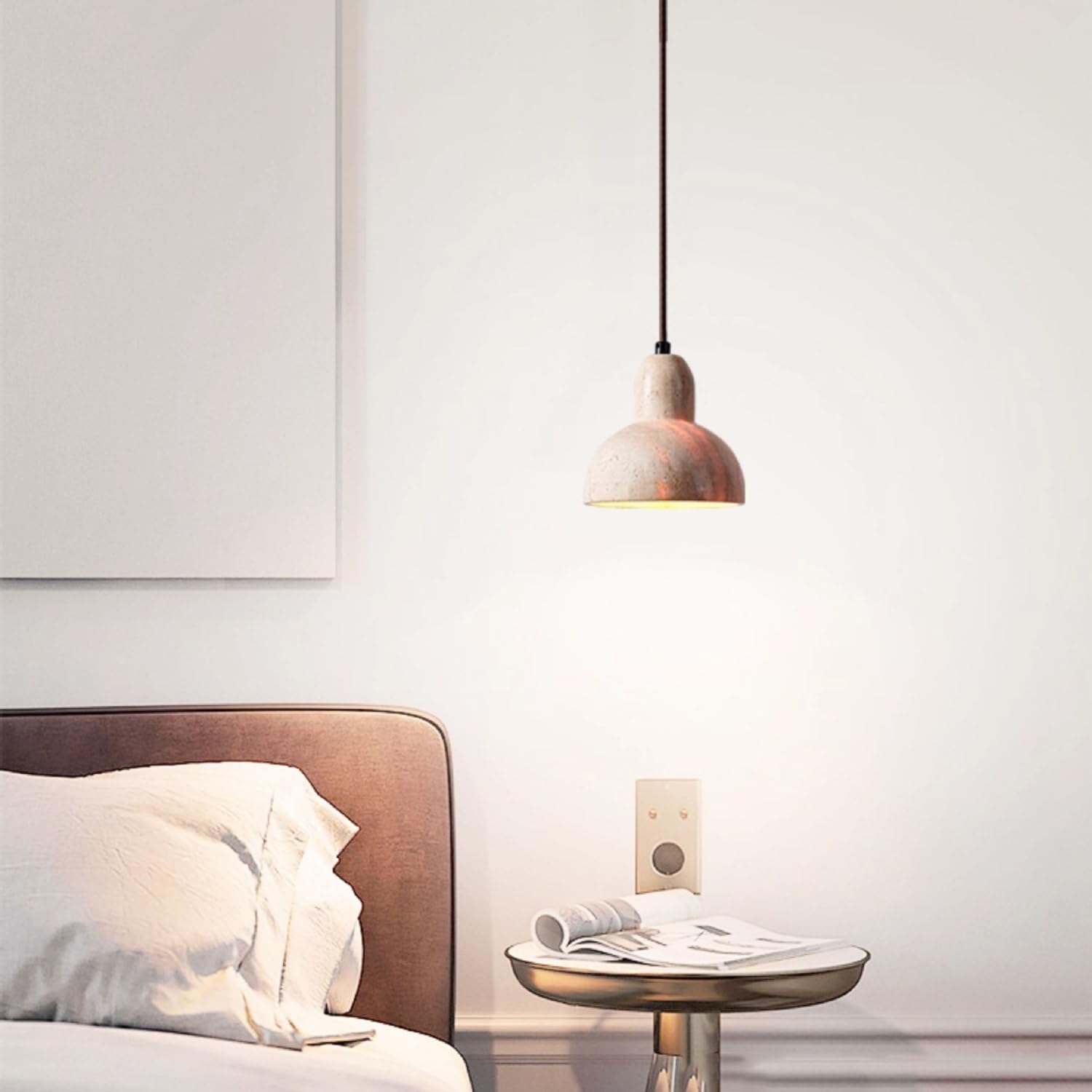 Lampadario semicircolare con luci sospese in travertino in stile cinese