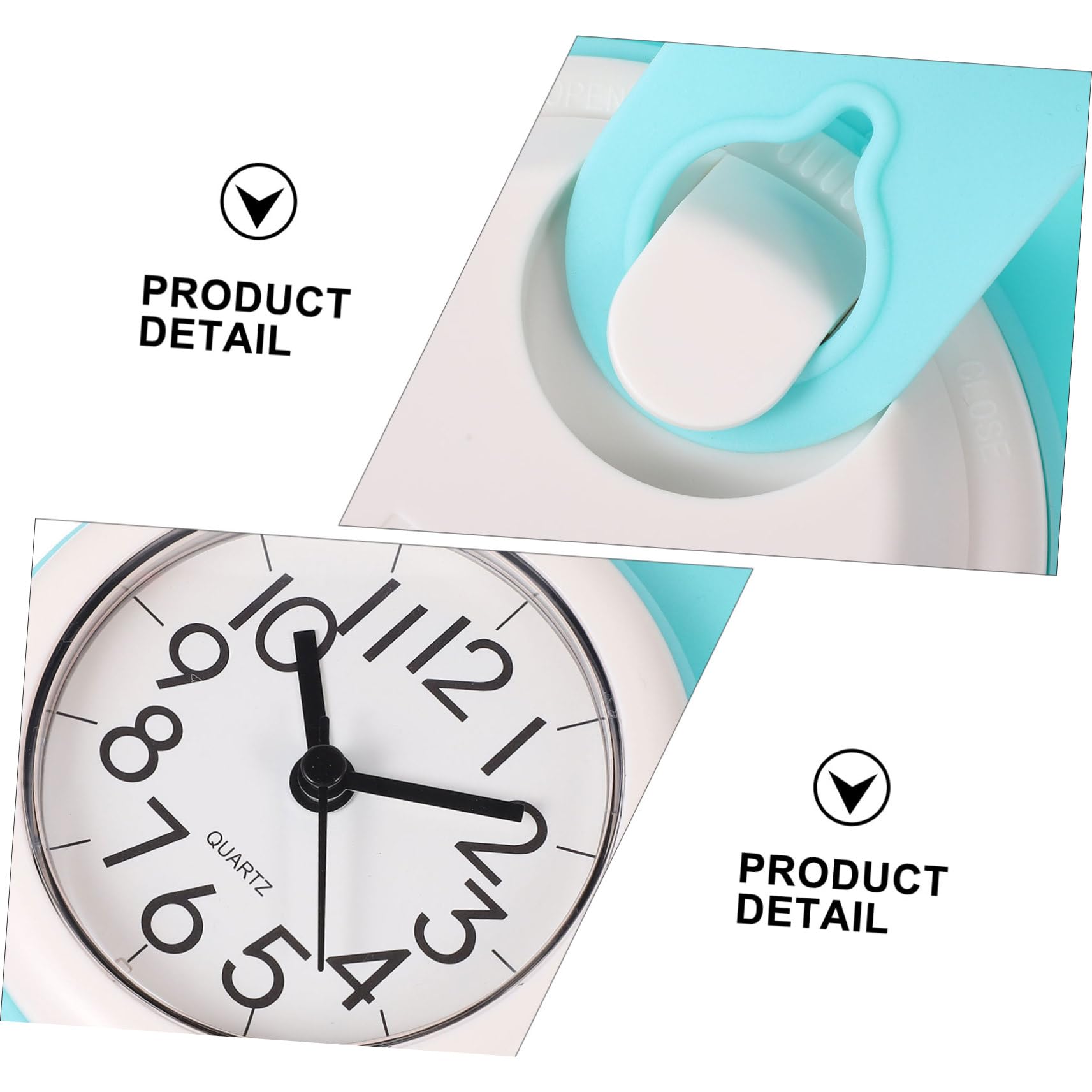 RORPOIR Cup Wall Clock for Bathroom Silent Non-Ticking Design Numbers for Easy Reading Showers and Wet Environments