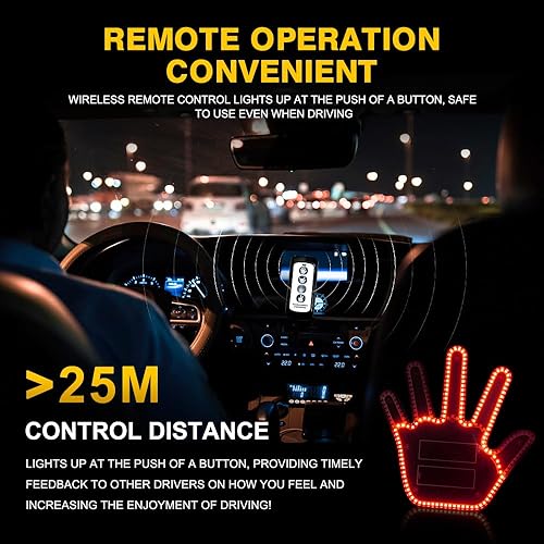 Miniatura 5 de KaiDengZhe Luz LED de gesto cómica para el dedo del coche con control remoto, accesorios ideales para regalar para automóvil, divertido letrero de