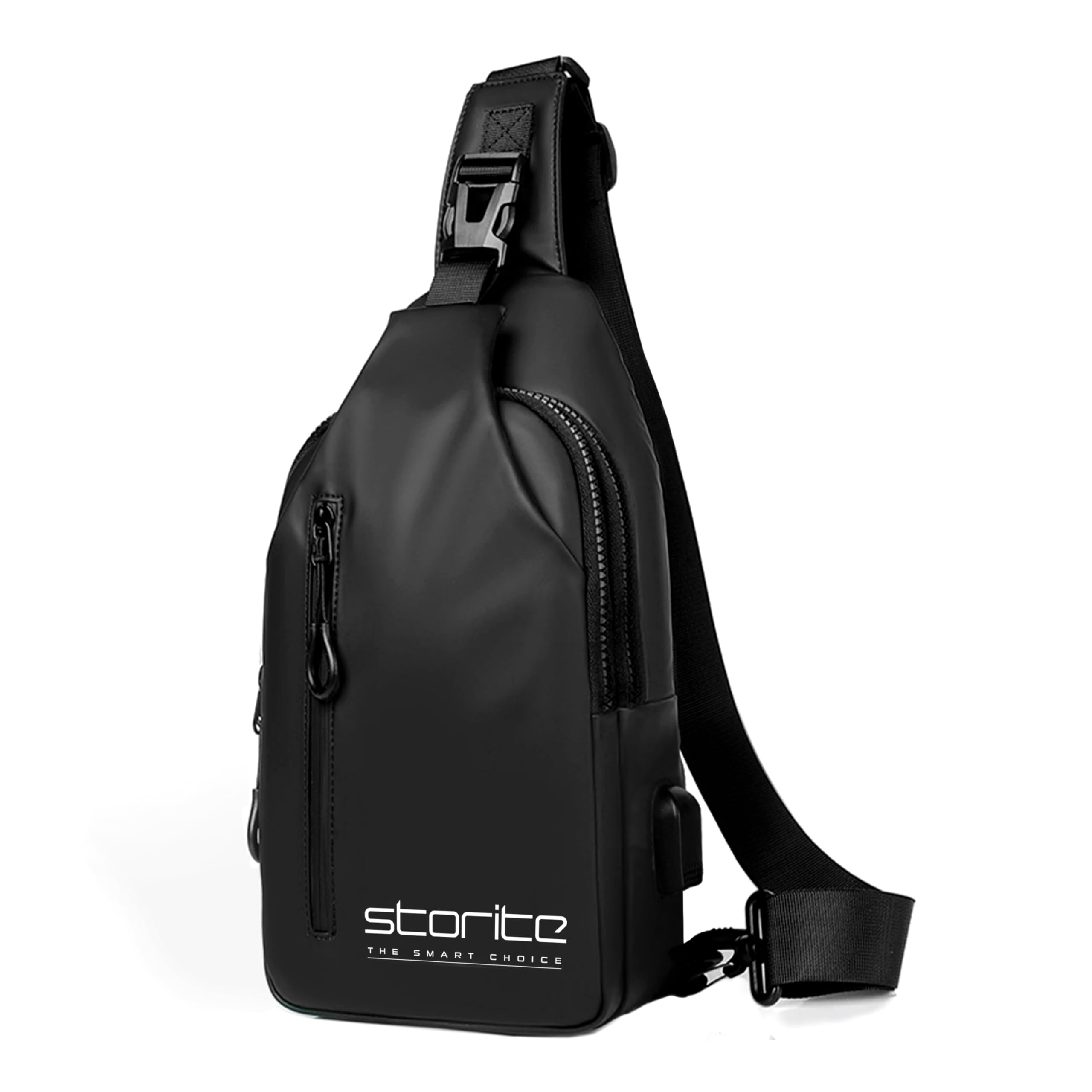 Sling Crossbody Bag for Men Women, Mini Waterproof Backpack Shoulder Daypack Mini Cross Body Chest Bags With USB Charger Port for Casual Travel Hiking Outdoor Sports (Black - 31 x 17 x 8 Cm)-image-19