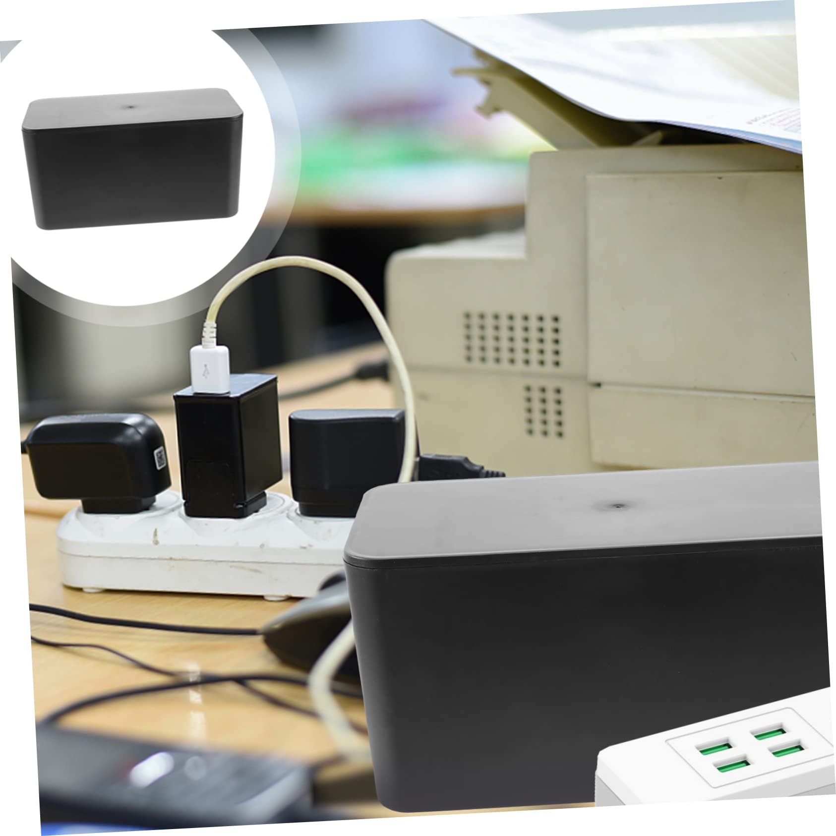 UPKOCH 2pezzi Organizer Per Cavi Plastica Con Coperchio Scatola Per Strisce Alimentazione Per Scrivania Tv e Computer Piccola Nero