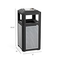 Vista 6 de Safco Products Evos 9933BL - Papelera con urna de cenicero de acero inoxidable, 15 galones, color negro