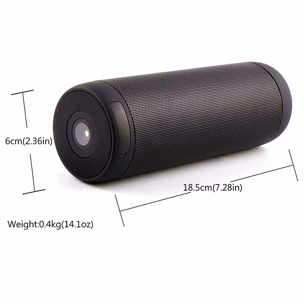 Altoparlante Bluetooth Basso Impermeabile Portatile Esterno LED Wireless Mini Colonna Box Altoparlante Supporto TF Card FM Stereo Hi-Fi Box (Color : Black)