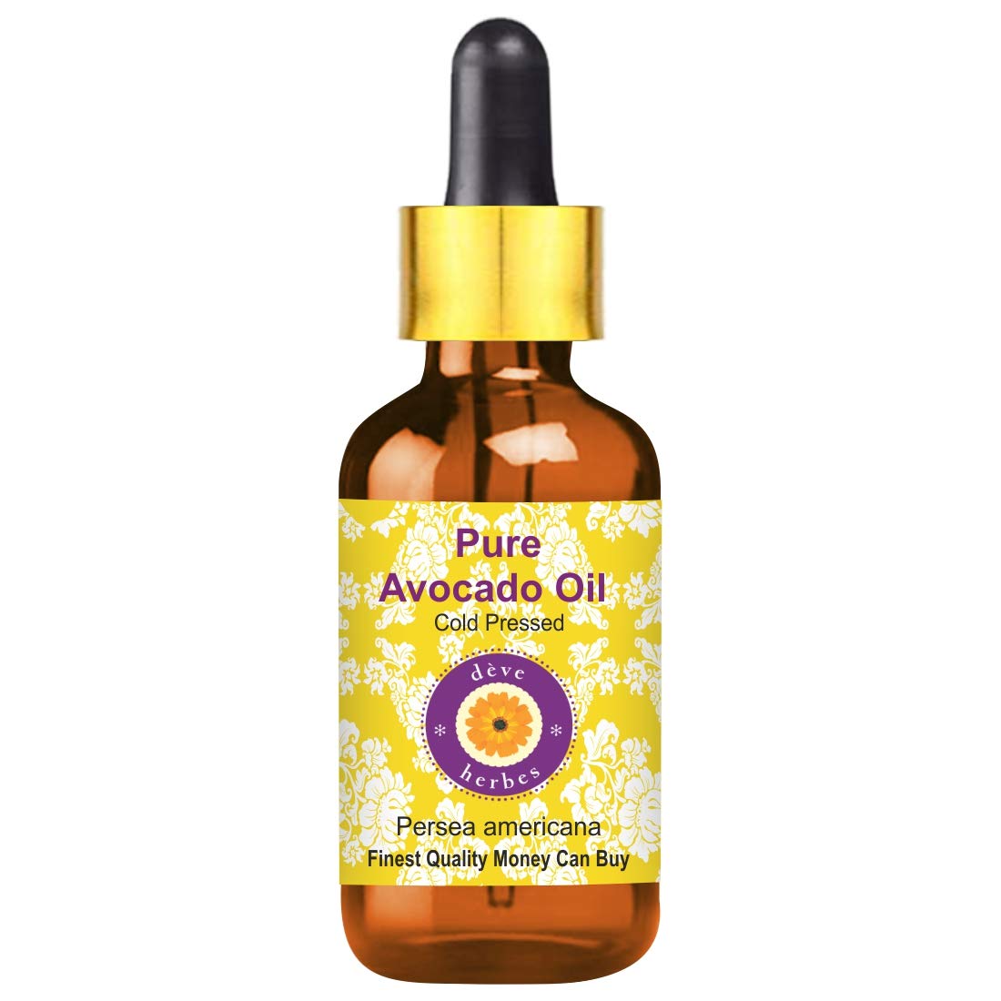 Deve Herbes Pure Avocado Oil (Persea americana) with Glass Dropper Natural Therapeutic Grade Cold Pressed 15ml