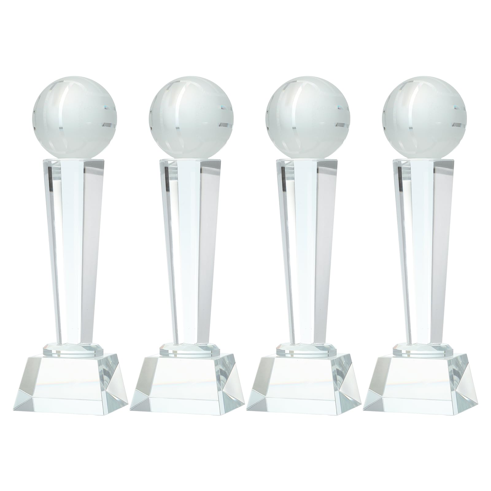 QUARKZMAN Kristallglas Trophäe Mit Box 9 X 2.8 Zoll 4 Stück Volleyball Champions Auszeichnung Für Schreibtisch Tisch Deko Turniere Sportwettbewerbe Briefbeschwerer Klar