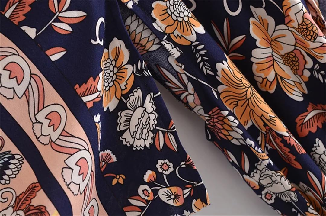 Abito bohémien con stampa floreale e maniche a pipistrello, kimono da donna, scollo a V, abito estivo per bikini