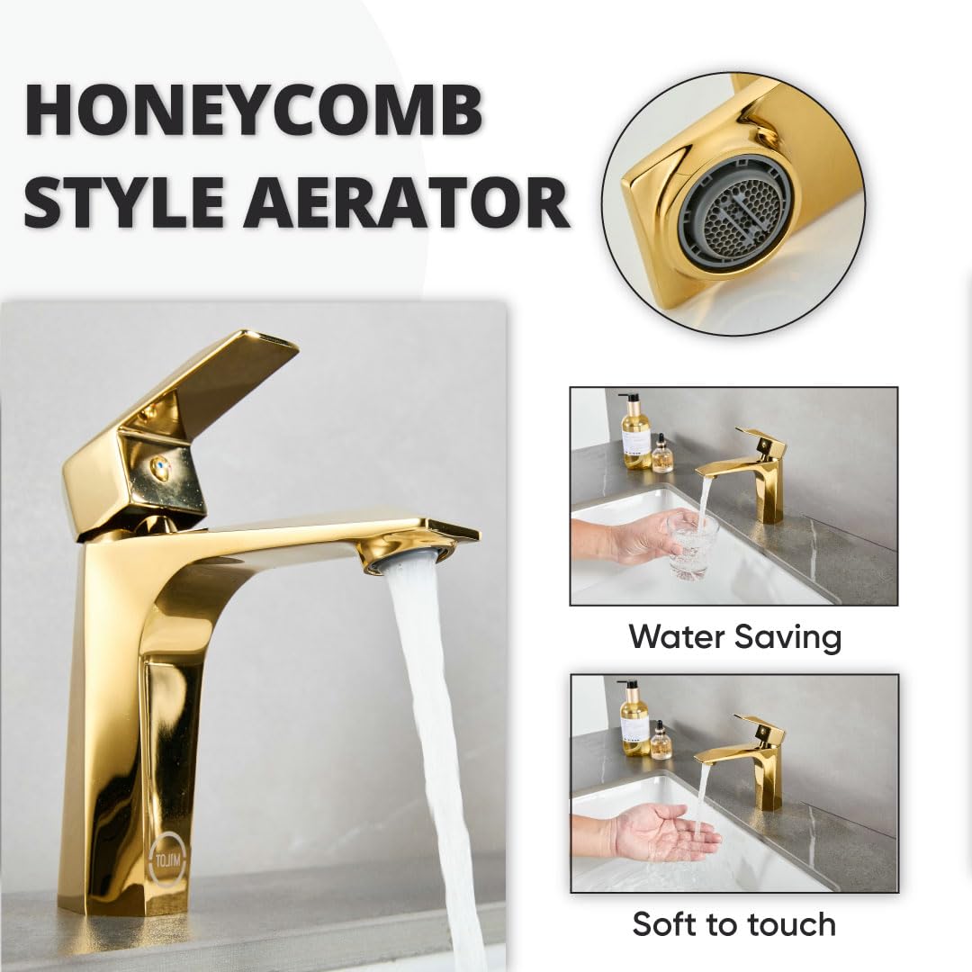 MILOT Single Lever Luxury Basin Tap, Titanium Gold - Image 3