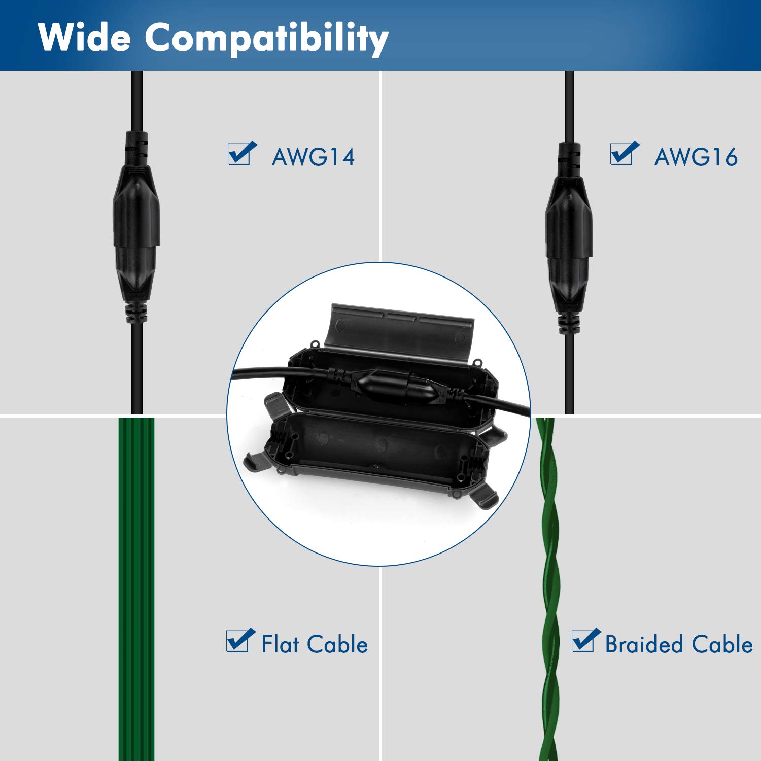 Black Friday - 40% OFF Restmo 2 Pack Compact Outdoor Extension Cord Cover, IP44 Waterproof Box and Safety Housing Case, Ideal to Protect Outdoor Plugs, Electrical Connections, Holiday Decoration Lights, Size Small, Black
