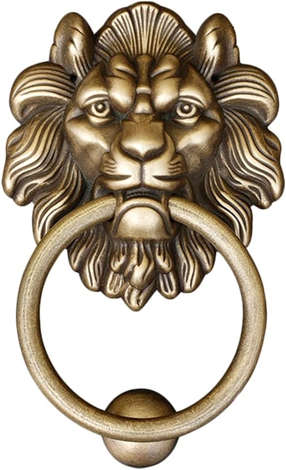 TiLeze Brass Door Knockers Door Handle Antique Door Knocker Strike Plate Door Knockers for Front Door Brass (Color : Bronze, Size : 22 * 14.5Cm)