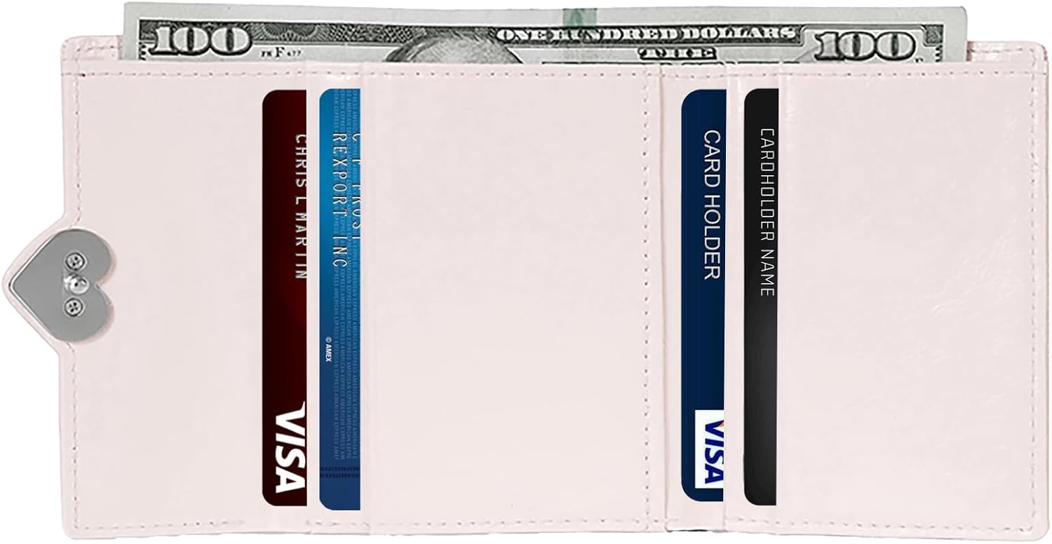 YOXIER womens wallet，Minimalist Genuine leather Wallet，RFID Blocking Front Pocket wallet Wallet for women trifold Compact (pink) - Image 2