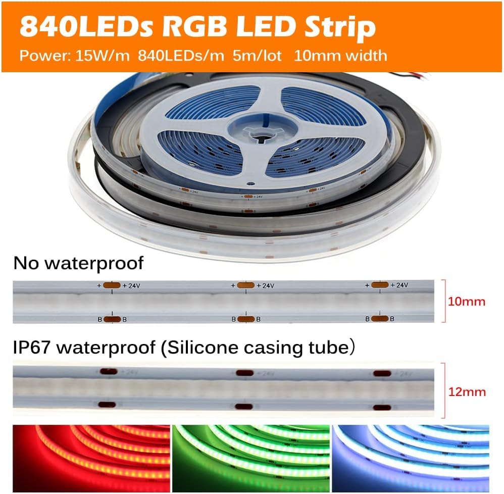 Tira LED RGBW COB 24V 5M 784 LEDs/m 6000K miniatura 5