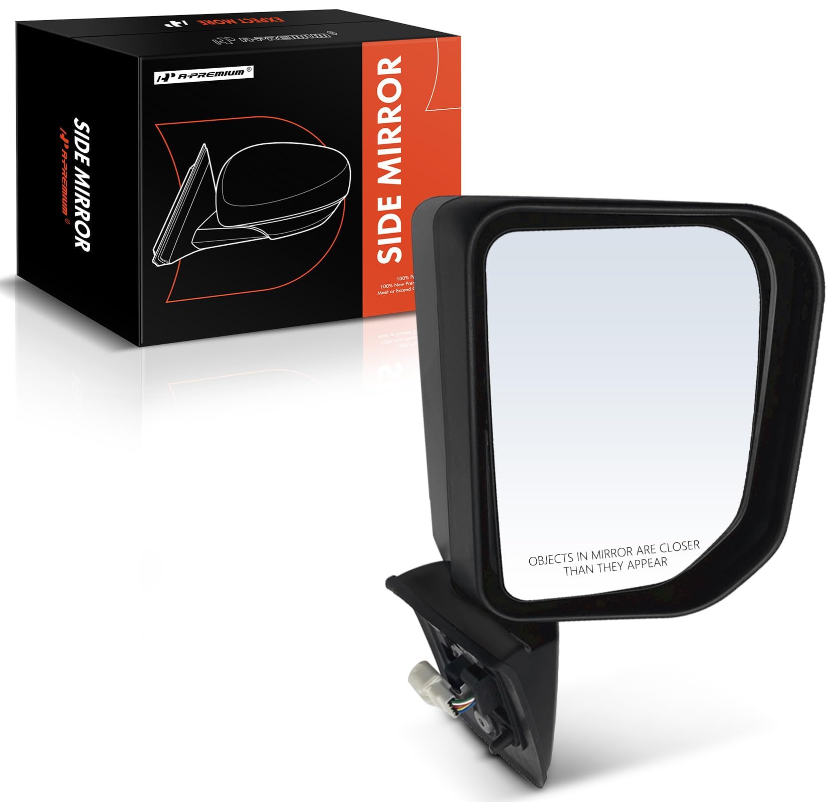 A-Premium Passenger Side Power Door Mirror - Compatible with Toyota FJ Cruiser 2007-2014 - Non-Heated Manual Folding Black Smooth Outside Rear View