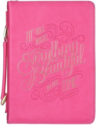 Christian Art Gifts Funda para Biblia de moda para mujer, He Has Made Everything Beautiful Eclesiastés 311, piel sintética rosa, talla M
