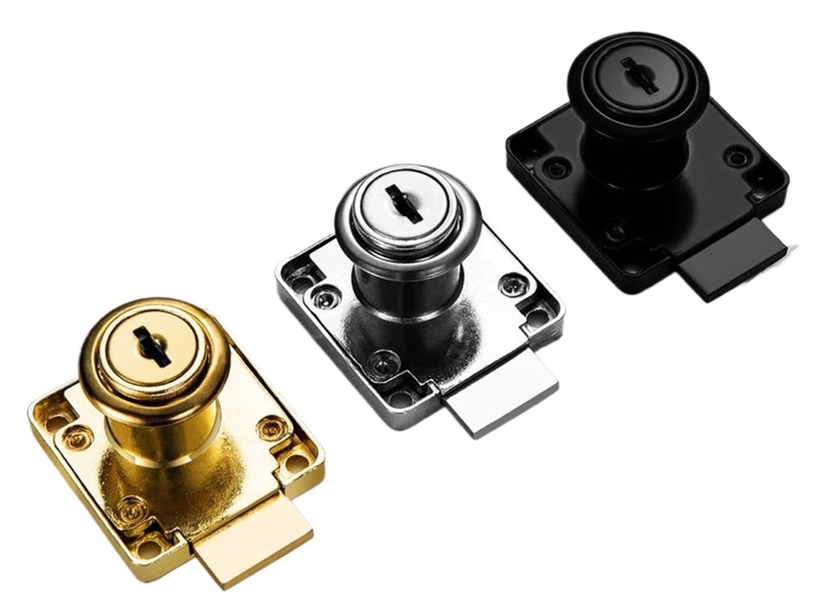 Desk Drawer Lock 2pcs Desk Drawer Locks Furniture Locker Square Tongue Cabinet Lock Zinc Alloy with(Gold 19X22MM)