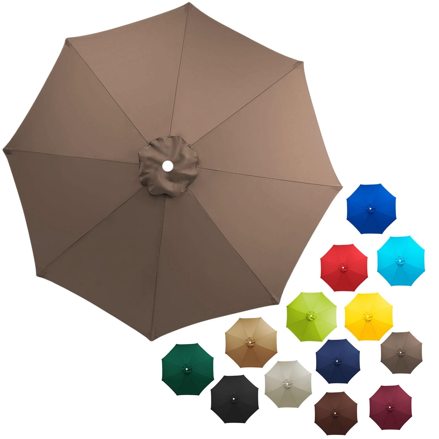 Patio Umbrella Replacement Canopy 8 arms, Outdoor Parasol Replacement Canopy Cover Replacement Cloth for Garden Parasol 2.0M/2.7M/3.0M fits Wood, Aluminum, Metal or Fiberglass Market Umbrella Frames (