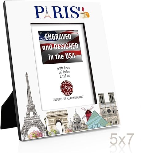 Miniatura 6 de KATE POSH Marco de fotos París, vacaciones familiares en París, bodas, compromisos, decoración de París, Torre Eiffel (5 x 7 pulgadas, vertical)