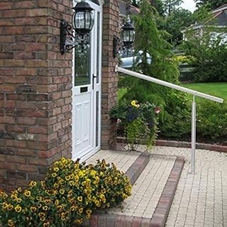 CO-Z Stainless Steel Handrail, 120x90 cm Interior Exterior Handrail for Garden Stairs, Hand Support Railing for The Elderly & Others, Outdoor Indoor Bannister Rail with Wall Fittings and Metal Plugs