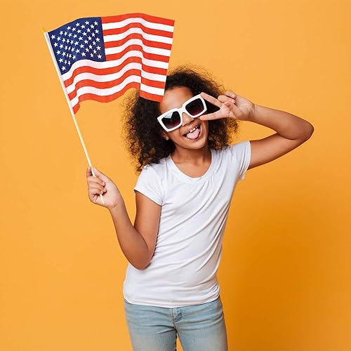 Miniatura 6 de ArtCreativity Banderas estadounidenses de 12 x 18 pulgadas en barra, paquete de 12, decoraciones del Día de la Independencia del 4 de julio,