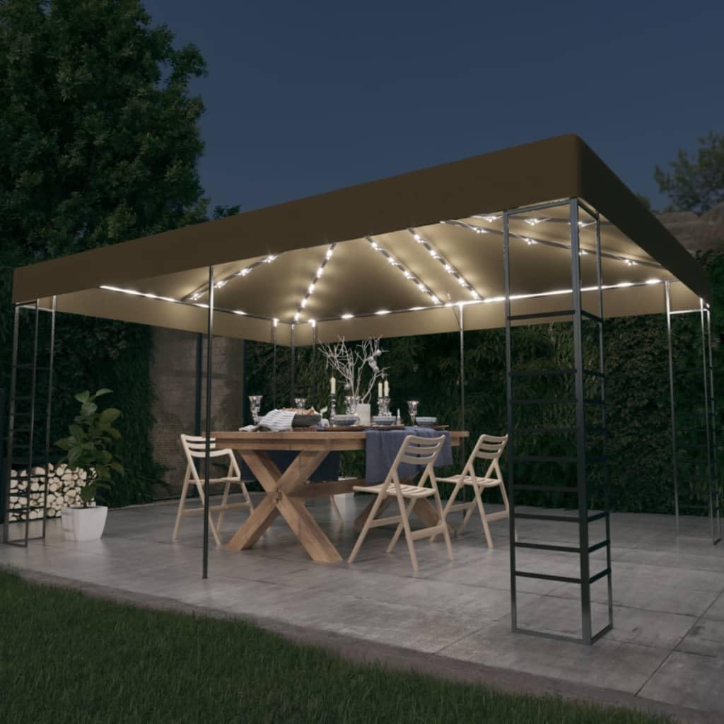 Gazebo z światłami LED String 3x4 M Szary Kret