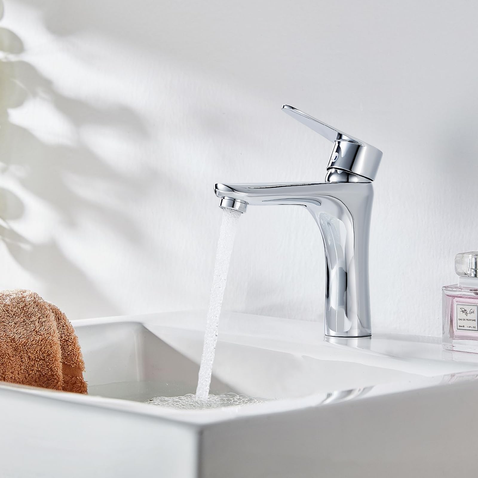 Chrome Basin Mixer Taps Single Handle Bathroom Sink Tap - Image 2