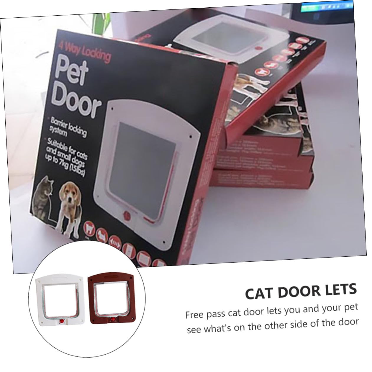 Mobestech 2 pièces Chatières pour Chats et Petits Chiens avec Contrôle Entrée Portes pour Animaux Faciles à Installer Léger et Liberté de Passage pour Intérieur Blanc et Marron