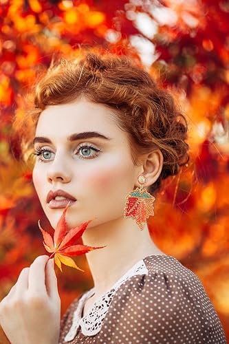 Miniatura 9 de Hying Fall Earrings Thanksgiving Beaded Dangle Earrings Autumn Give Thanks Fashion Jewelry Holiday Gift Earrings for Women