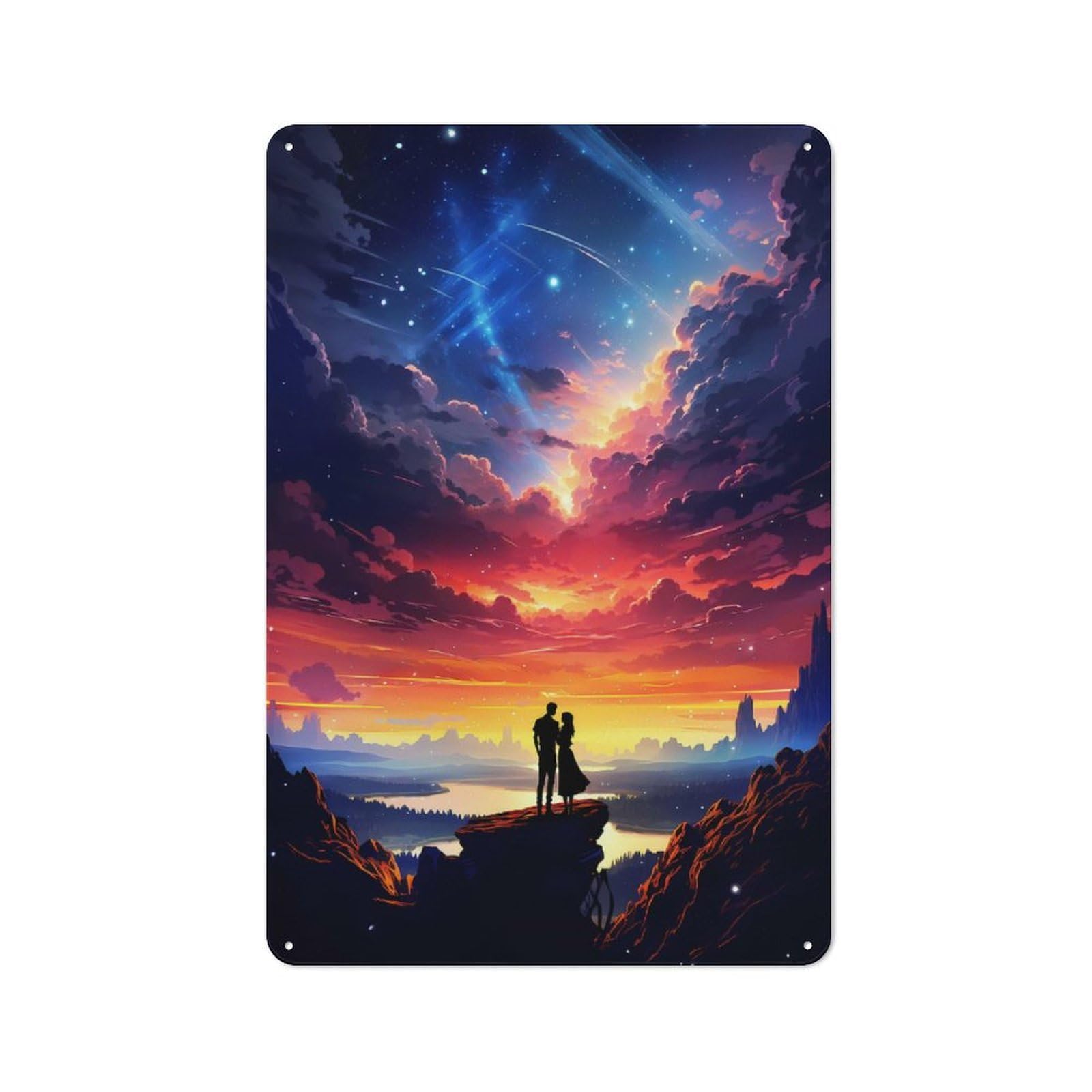 Stellar Love Sunset Character Metal Wall Decor 30x20cm, Vintage Metal Sign for Home, Shop, Pub Or Studio Wall