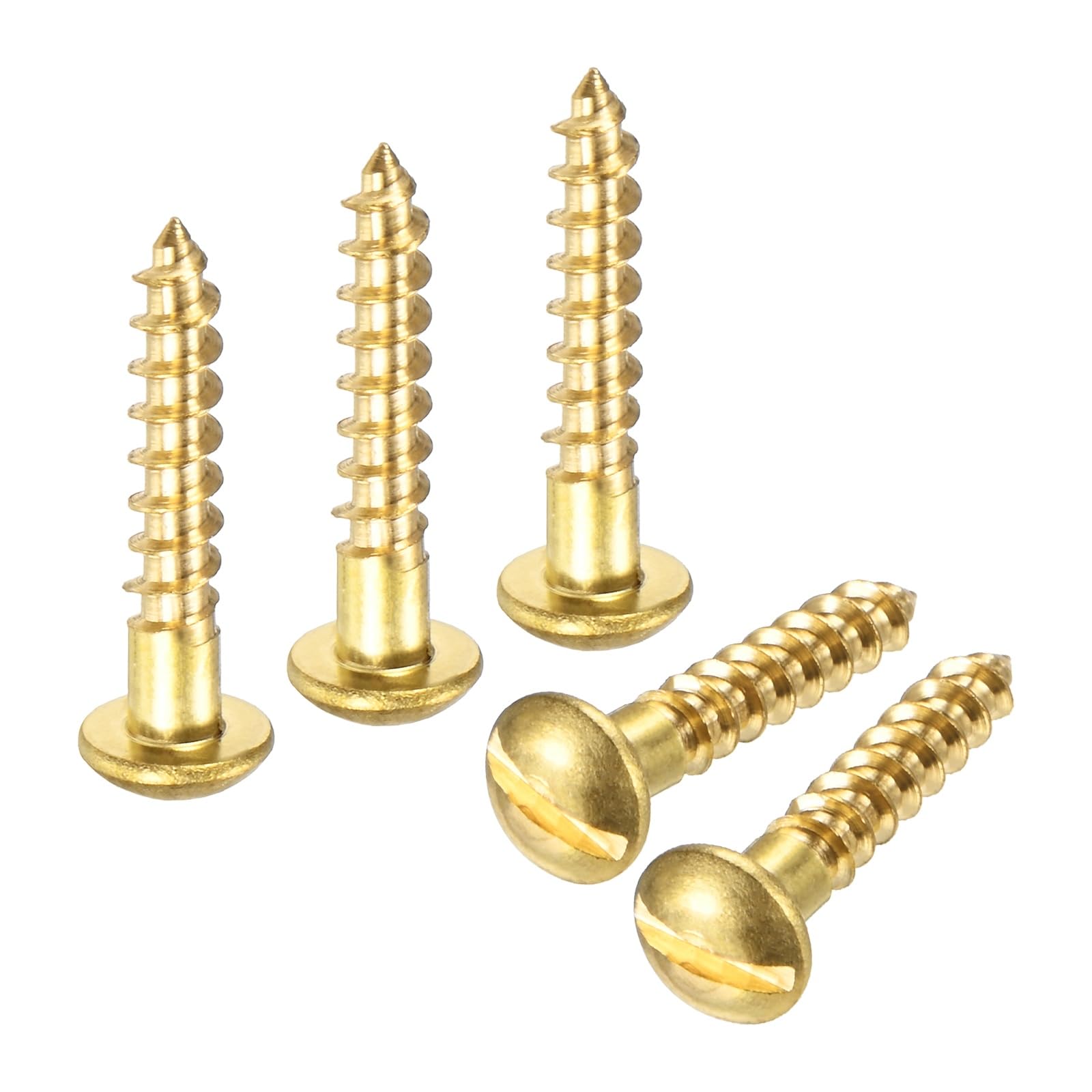 M METERXITY Wood Screws (M3.5 x 20mm, Brass) 30 Pcs - Slotted Round Head Self-Tapping Screw Apply to Woodworking/Furniture/Appliances Repair/Industry/Gardening