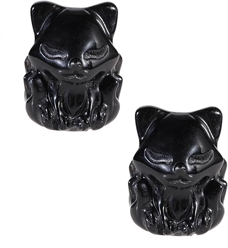 Miniatura 7 de Rockcloud Paquete de 2 esculturas de zorro de nueve colas de ojo de tigre para decoración de hogar y oficina