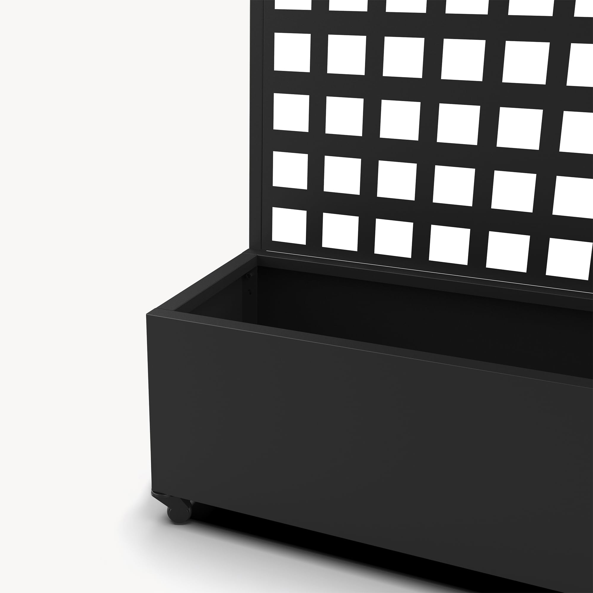 casa.pro Fioriera con Spalliera Portapiante Mobile con Pannello Grigliato Graticolato Parete Divisorio a 4 Rotelle da Interno e Esterno Separatore da Terrazza 190 x 82 x 38 cm Acciaio - Nero